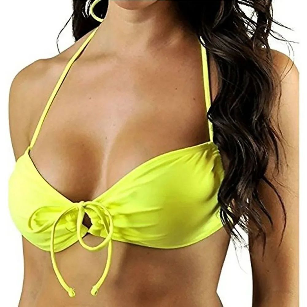 NEW California Waves Yellow Bikini Top asz Large